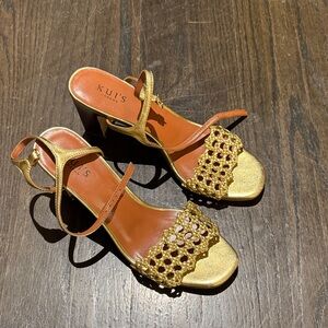 Gold Strappy Women's Sandals